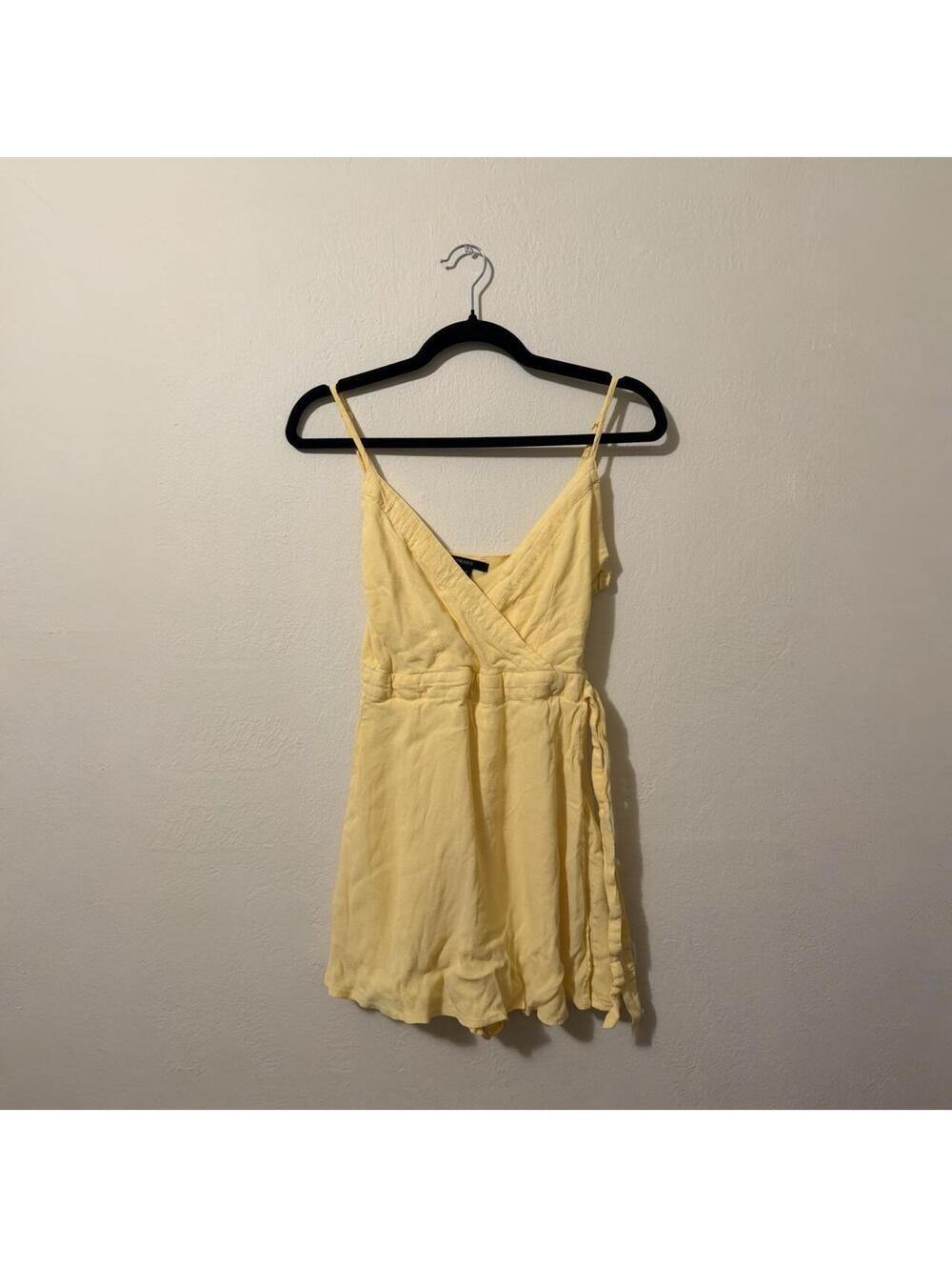 Forever 21 butter yellow linen romper dress/shorts